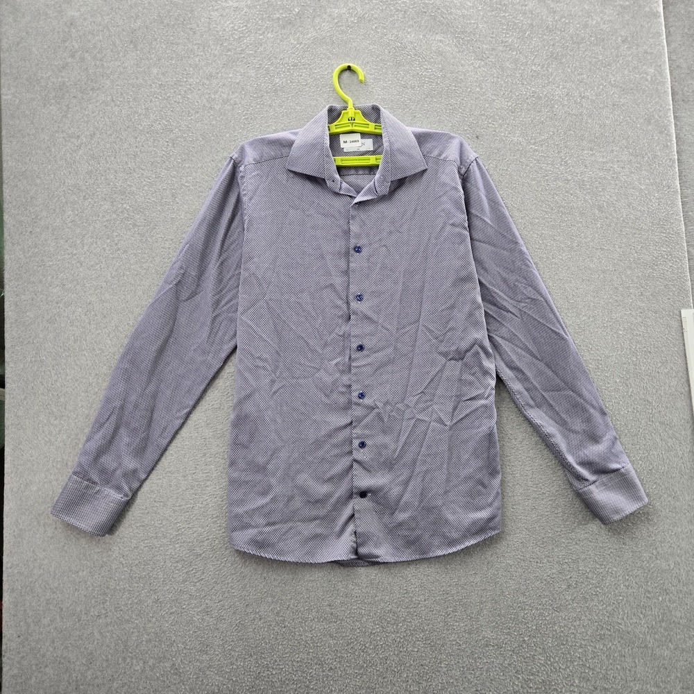 Eton Men Button Up Shirt 16 / 41 Purple 3D Micro Geometric Dress Shirt Slim